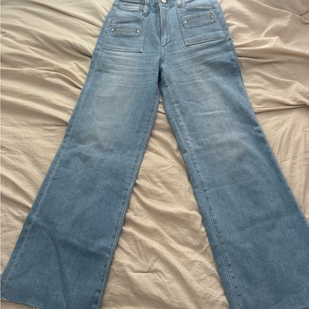 PAIGE Light Blue Wide-Leg Denim Jeans